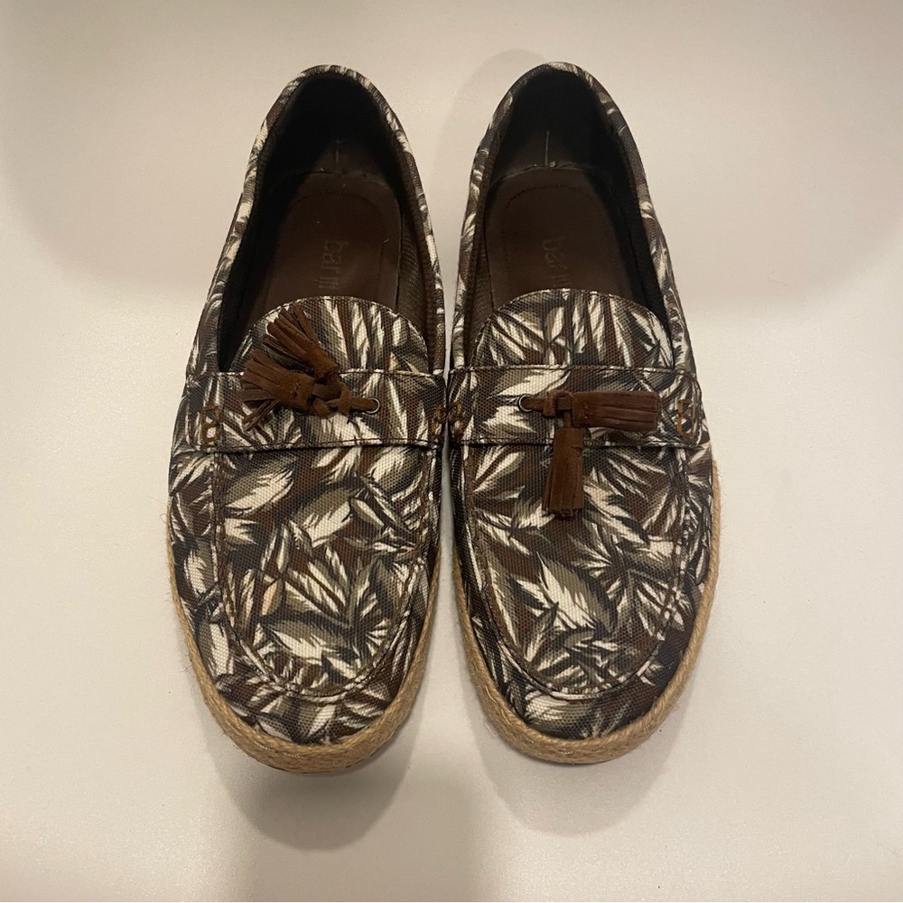 Brown and White Leaf Pattern Men’s Espadrille